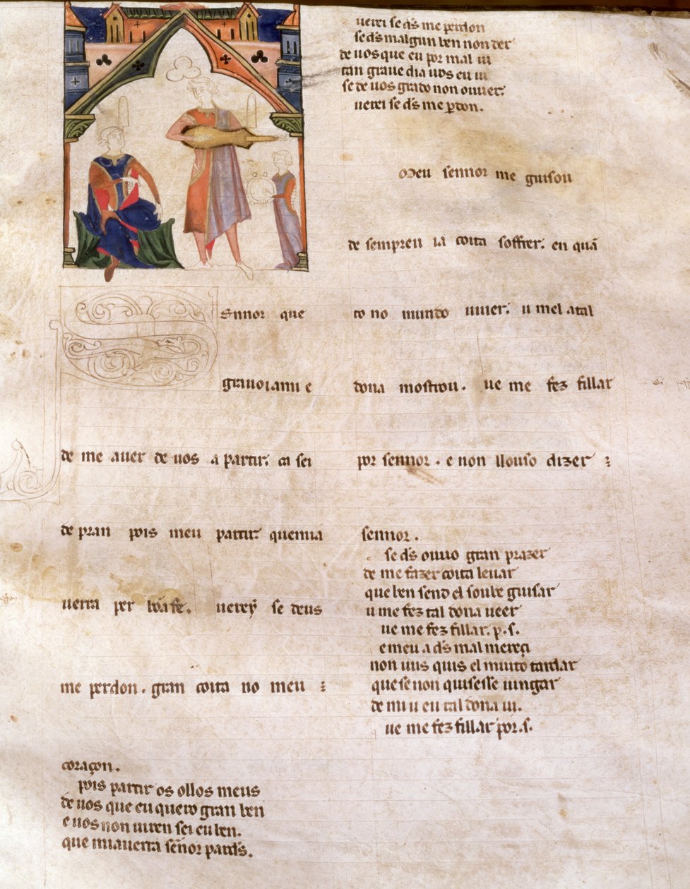 Seite 197R Ajuda Buch der Verse, Seite 197R, 13.-14. Jahrhundert von Portuguese School