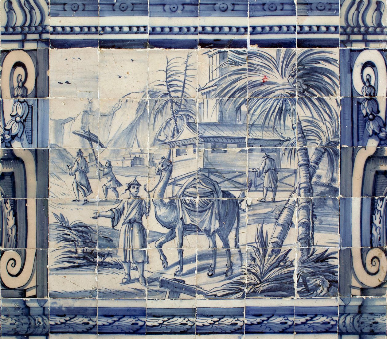 Szene mit einem Kamel in Asien - Azulejos, bemalte Fayence von Portuguese School