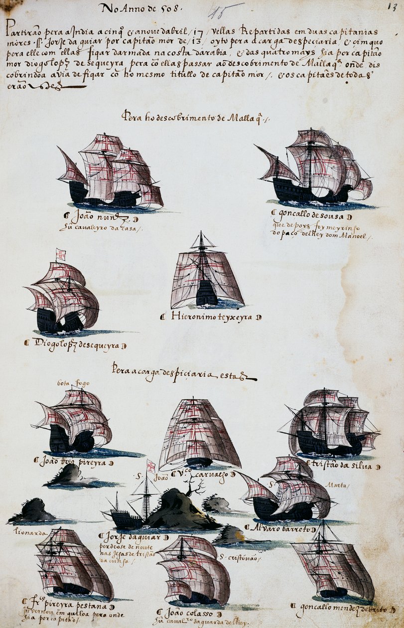 Schiffe von Seeexpeditionen zur Entdeckung von Malakka von Portuguese School