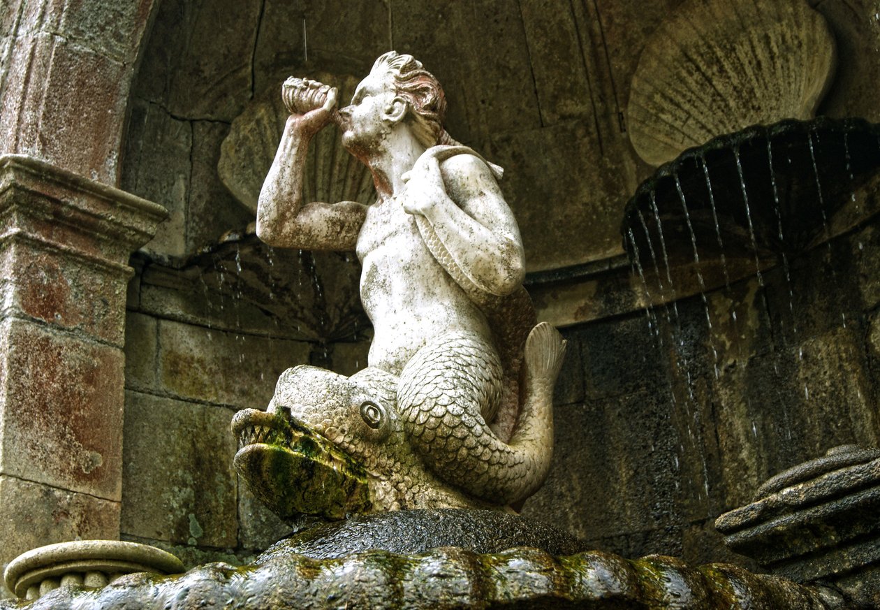 Tritonbrunnen, Santuário de Nossa Senhora dos Remédios, Lamego, Portugal 1738 von Portuguese School