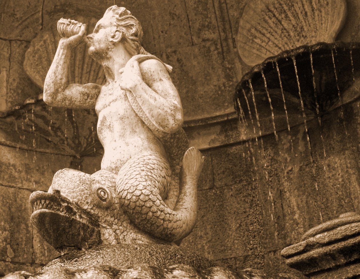 Tritonbrunnen, Santuário de Nossa Senhora dos Remédios, Lamego, Portugal 1738 von Portuguese School