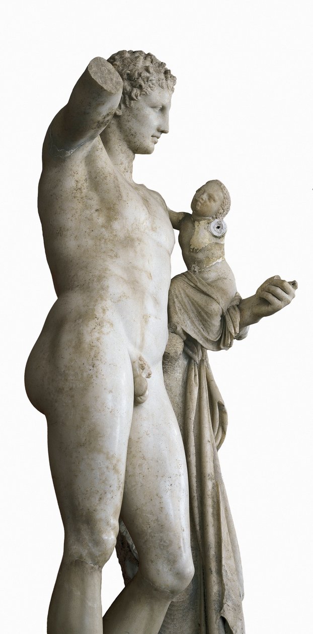 Hermes trägt das Kind Dionysos, ca. 330 v. Chr. (Marmor) von Praxiteles