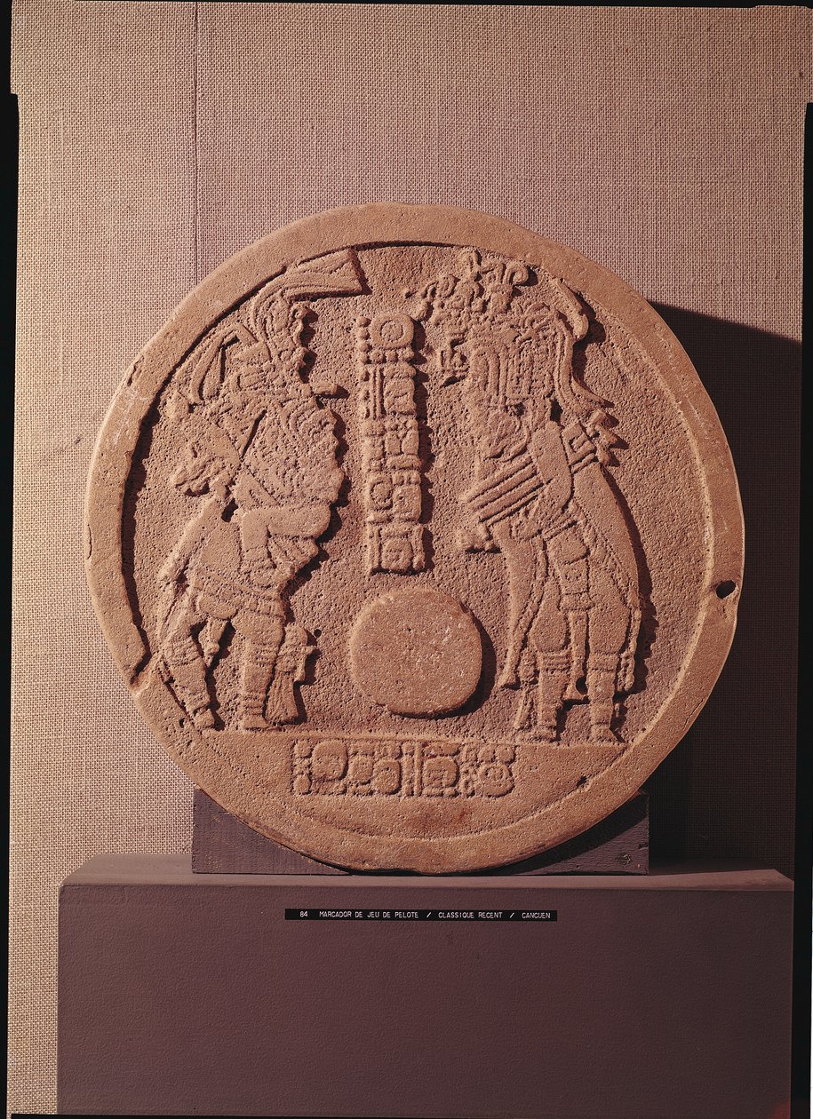 Pelote-Marker, der zwei Spieler darstellt, Maya, aus Guatemala, 600-950 von Pre Columbian