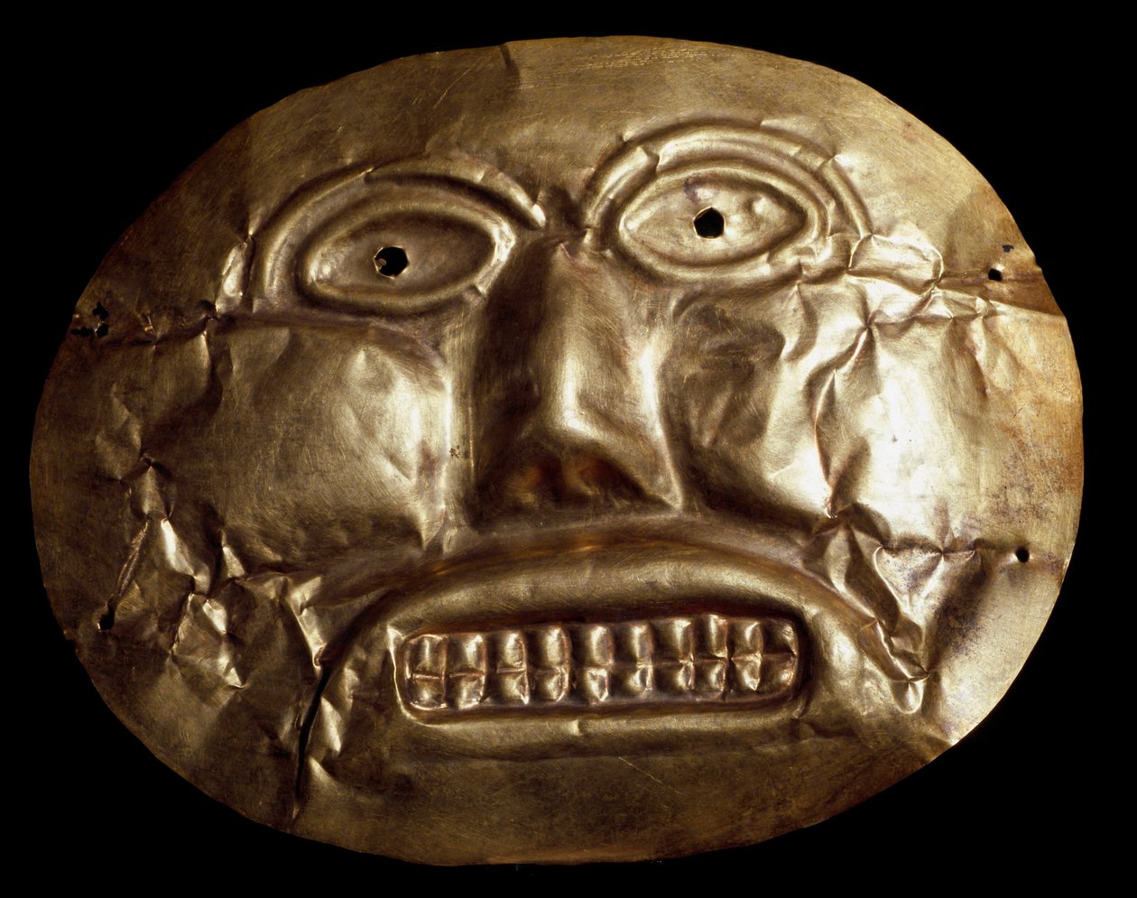 Präkolumbianische Zivilisation Calima: Goldene Totenmaske. 7.-15. Jahrhundert Bogota, Museo de Oro Kolumbien von Pre Columbian Pre Columbian