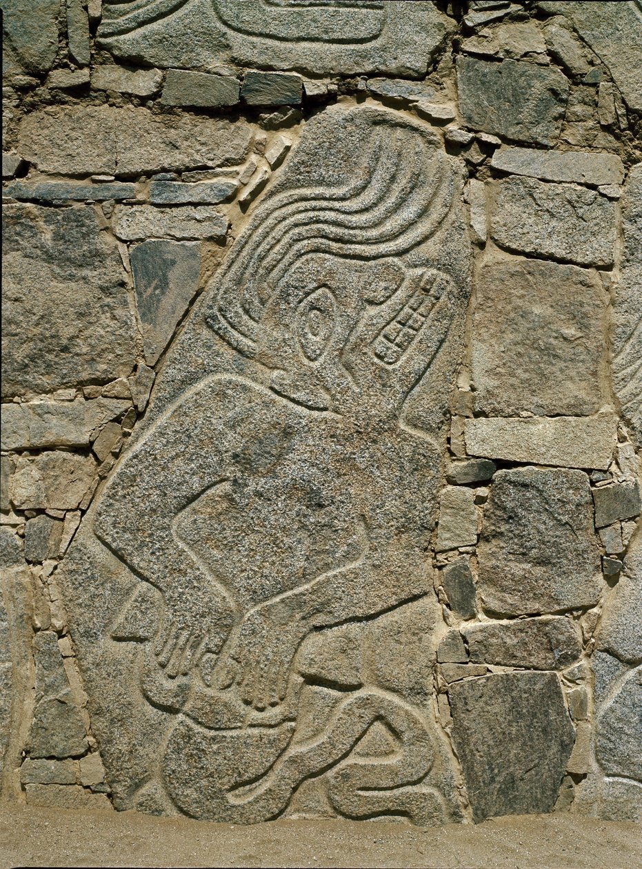 Wand mit Relief eines Kriegers von Pre Columbian Pre Columbian