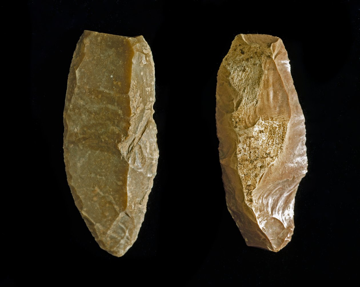 Vorgeschichte: Feuerstein-Abstreifer oder Schaber aus dem Chalkolithikum. Aus Umbrien (Italien). Perugia, Museo Archeologico Nazionale dell