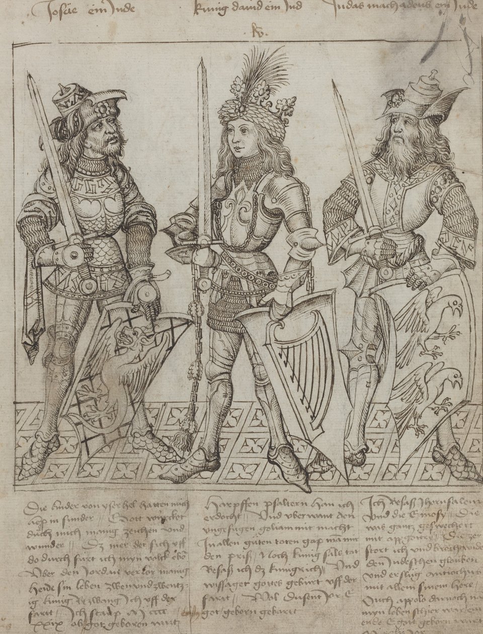 Josua, König David und Judas Makkabäus von Primary Master of the Strassburg Chronicle