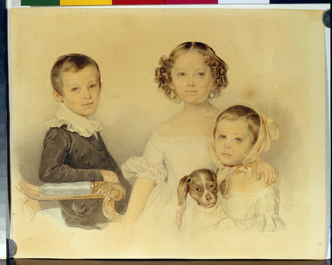 Porträt der Kinder Lanskoy von Pyotr Fyodorovich Sokolov