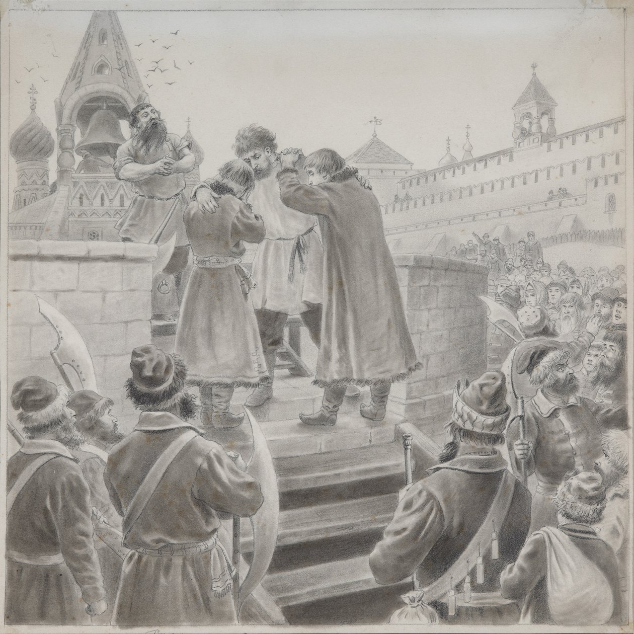 Illustration zum Gedicht Das Lied des Kaufmanns Kalaschnikow von M. Lermontov von Pyotr Ivanovich Korovin