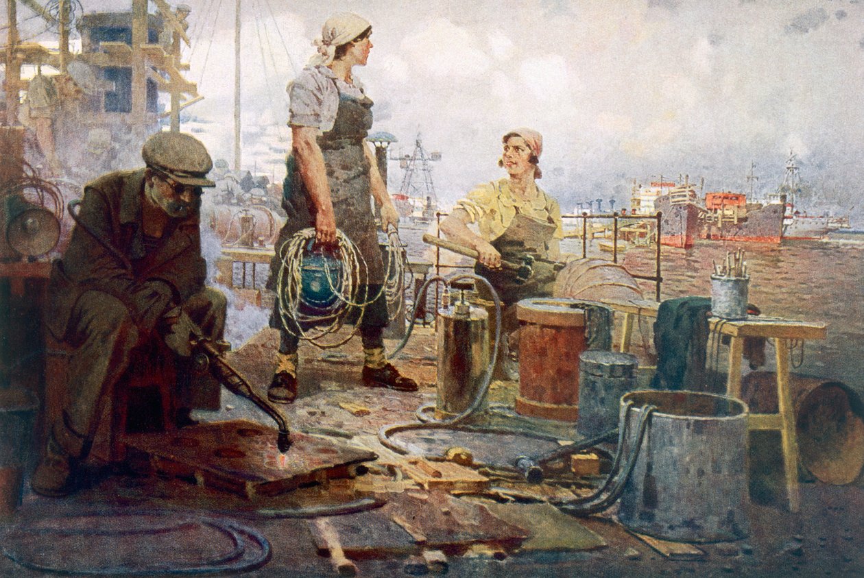 Die rote Sormovo-Werft, ca. 1920 von Pyotr Ivanovich Kotov