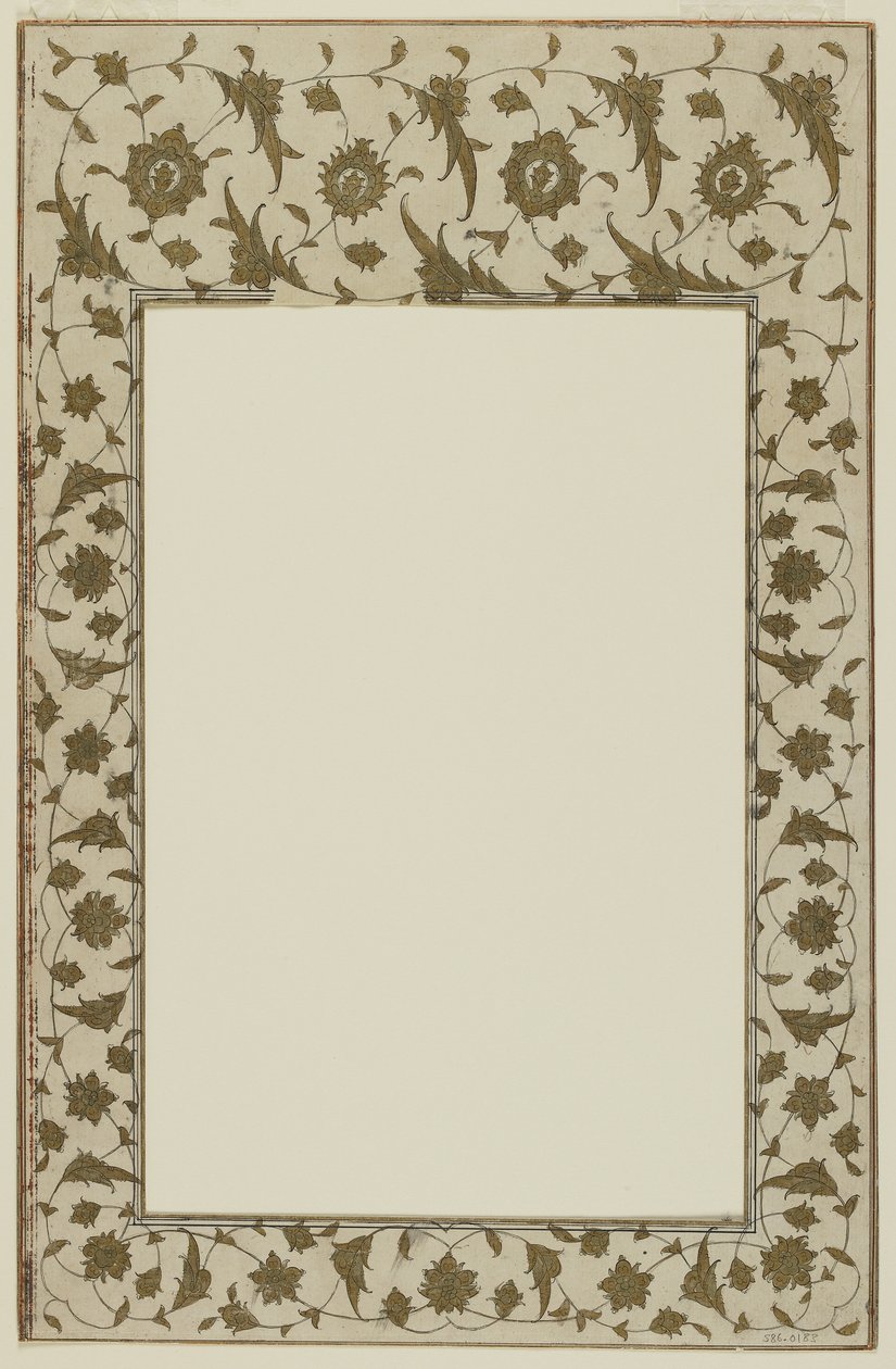 Schabloniertes Manuskript-Rand mit Blumenmotiven von Qajar School