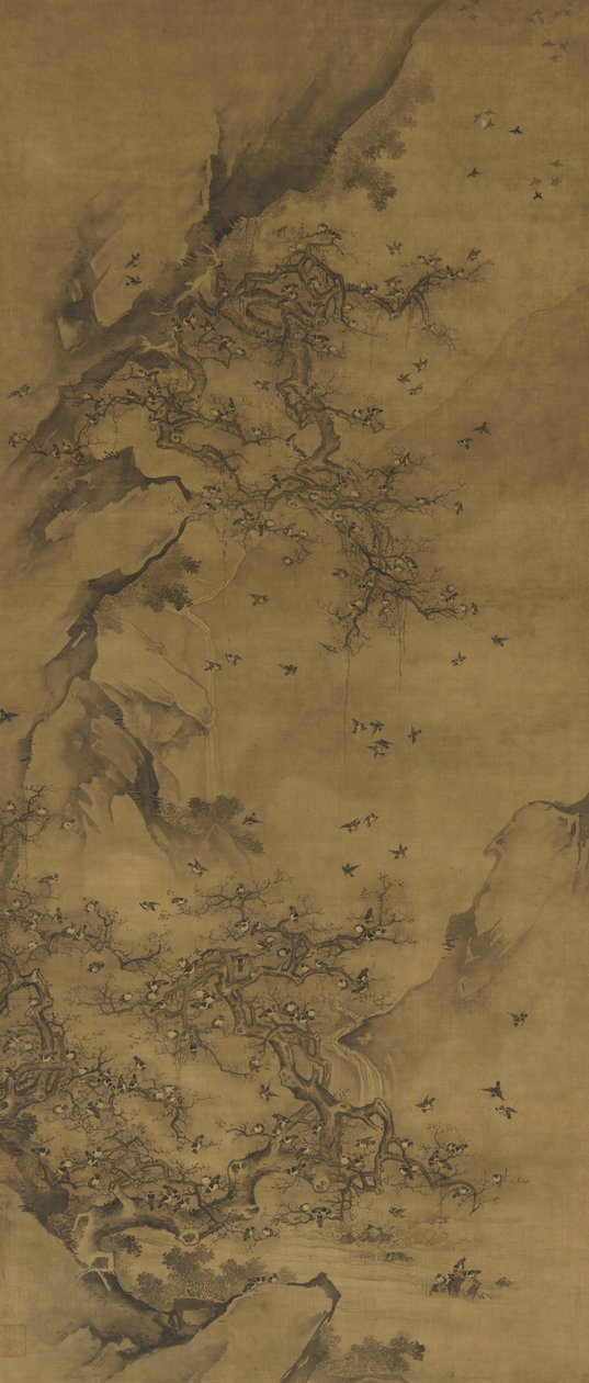 Vögel nisten an einer Klippe, spätes 17.-18. Jahrhundert von Qing Dynasty Chinese School