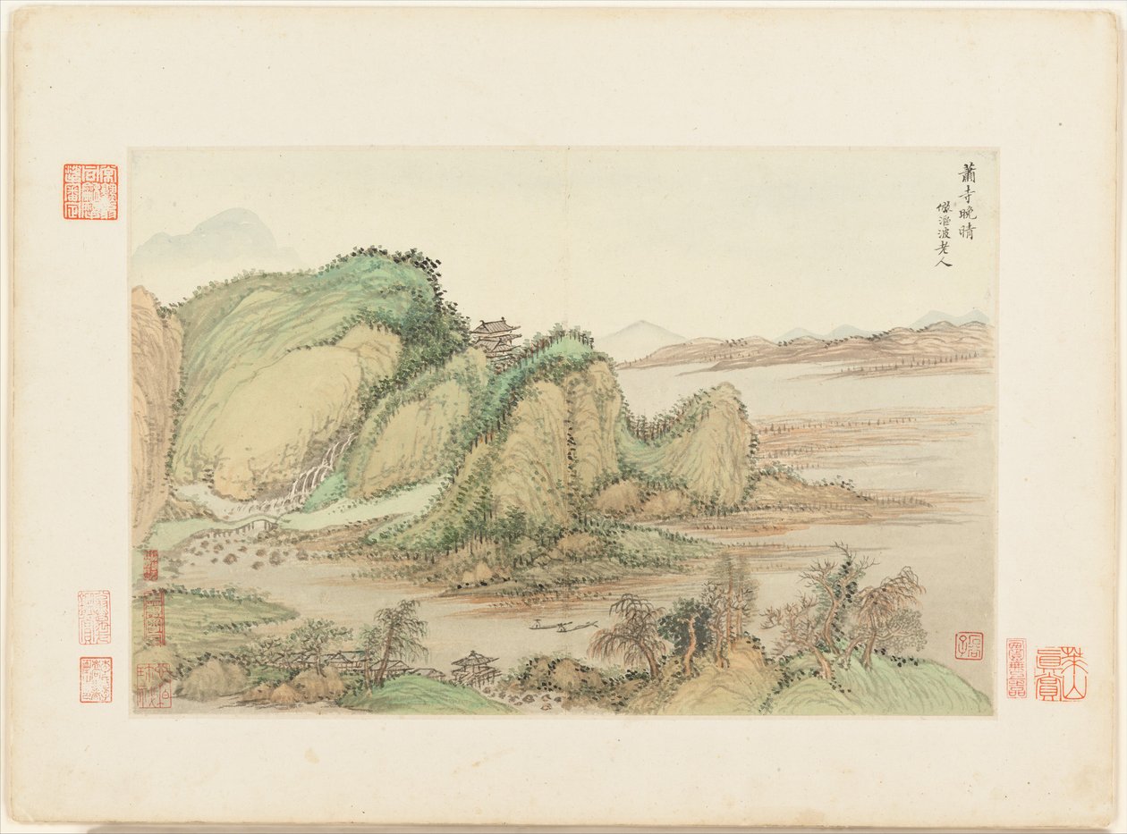 Landschaften nach alten Meistern, datiert 1674 und 1677 (Album von zwölf Blättern) von Qing Dynasty Chinese School