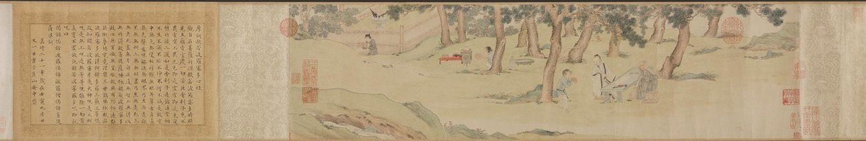 Zhao Mengfu schreibt das Herz Hridaya Sutra im Austausch gegen Tee, 1542-43 von Qiu Ying