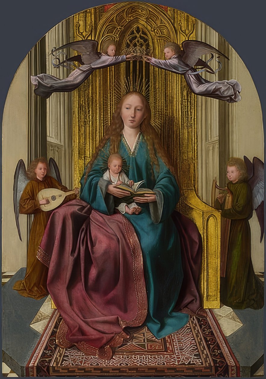 Thronende Madonna mit Kind und vier Engeln. Um 1506-09 von Quinten Massys