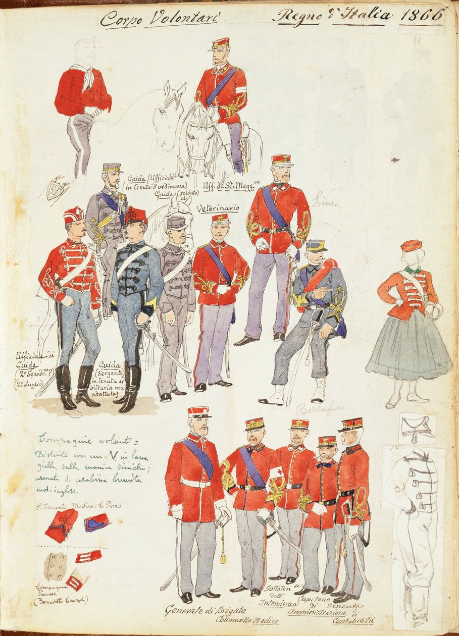 Uniformen des Freiwilligenkorps der Armee des Königreichs Italien von Quinto Cenni, Farbtafel von Quinto Cenni