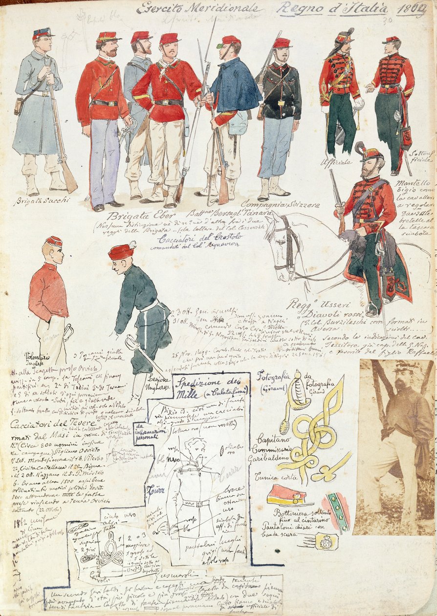 Uniformen der Armee Süditaliens der provisorischen Regierung von Quinto Cenni, Farbtafel von Quinto Cenni