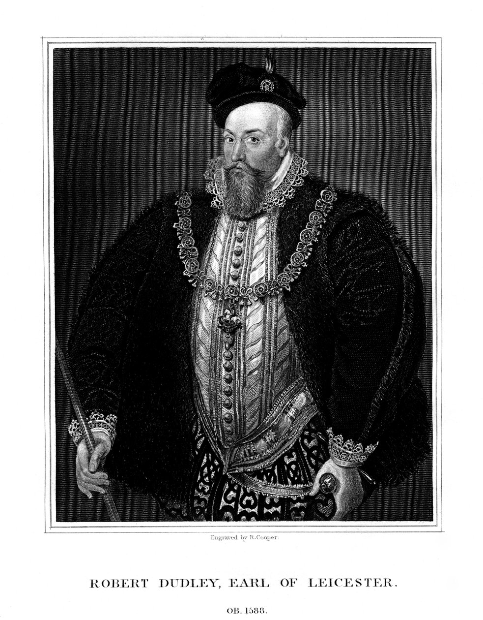 Robert Dudley, 1. Earl of Leicester, Favorit von Königin Elisabeth I. von England, 1823 von R. Cooper