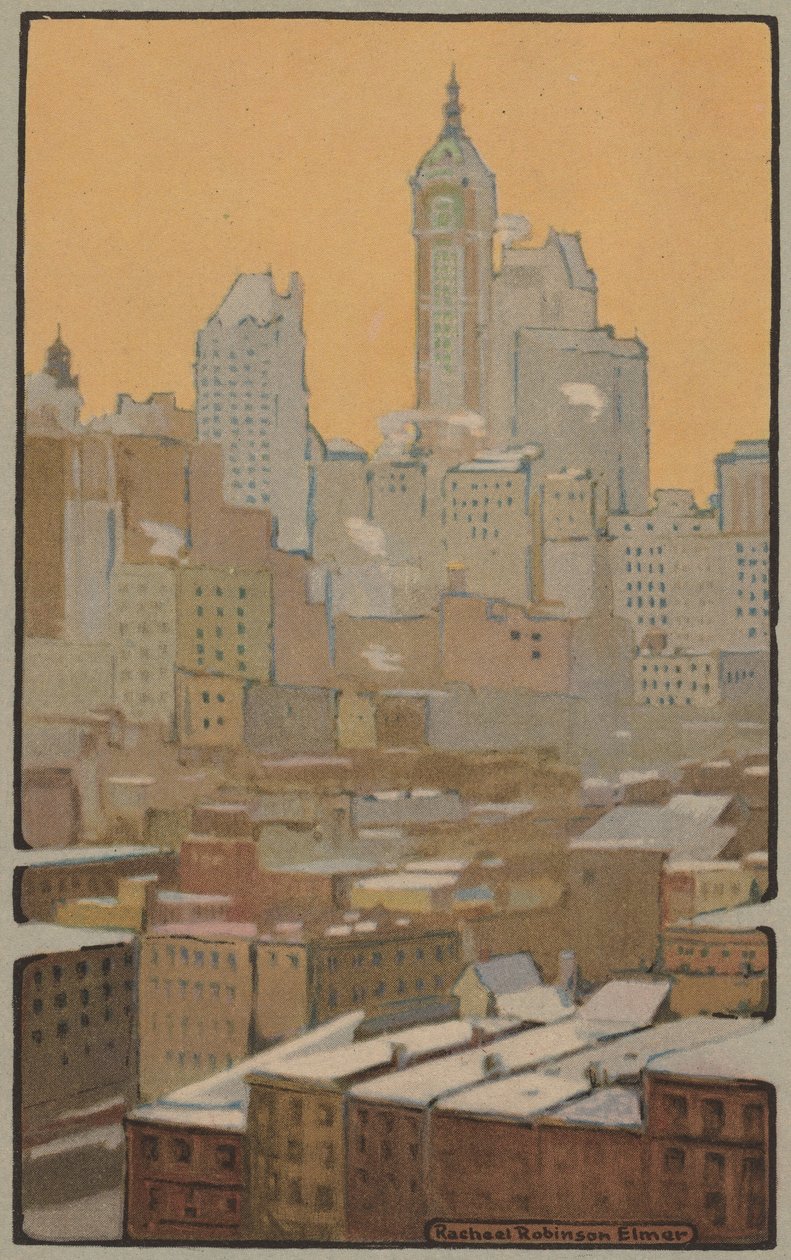Das Singer-Gebäude von der Brooklyn Bridge, 1914 von Rachael Robinson Elmer