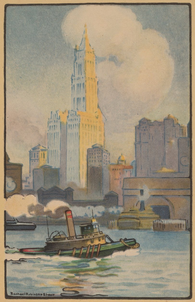 Das Woolworth Building von der Fähre von Rachael Robinson Elmer