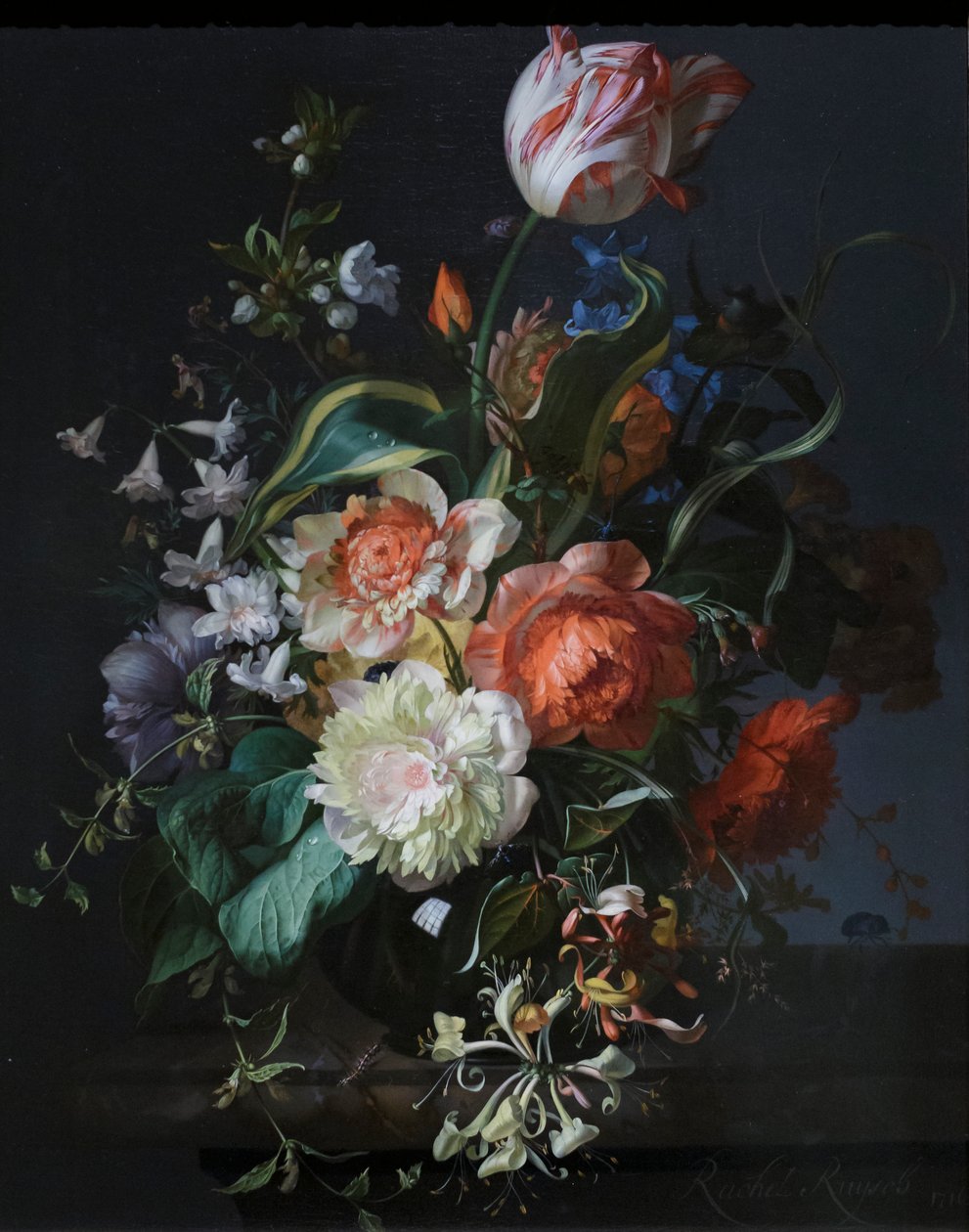 Blumen in einer Glasvase mit einer Tulpe von Rachel Ruysch