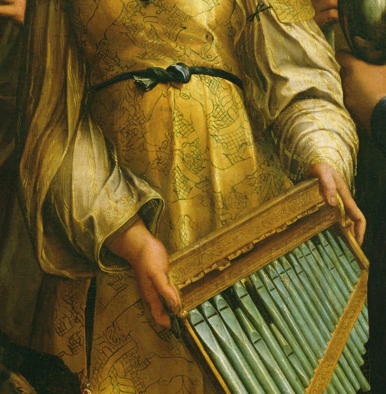 Die heilige Cäcilia umgeben von St. Paulus, St. Johannes dem Evangelisten, St. Augustinus und Maria Magdalena, um 1513 (Detail) von Raffaello Sanzio Raphael