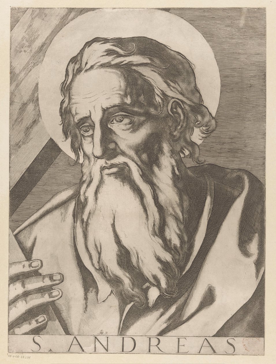 Heiliger Andreas S. Andreas (Titel auf dem Objekt) Christus, Maria und die zwölf Apostel (Serientitel) Il sacrato collegio apostolico (Serientitel) von Raffaello Schiaminossi