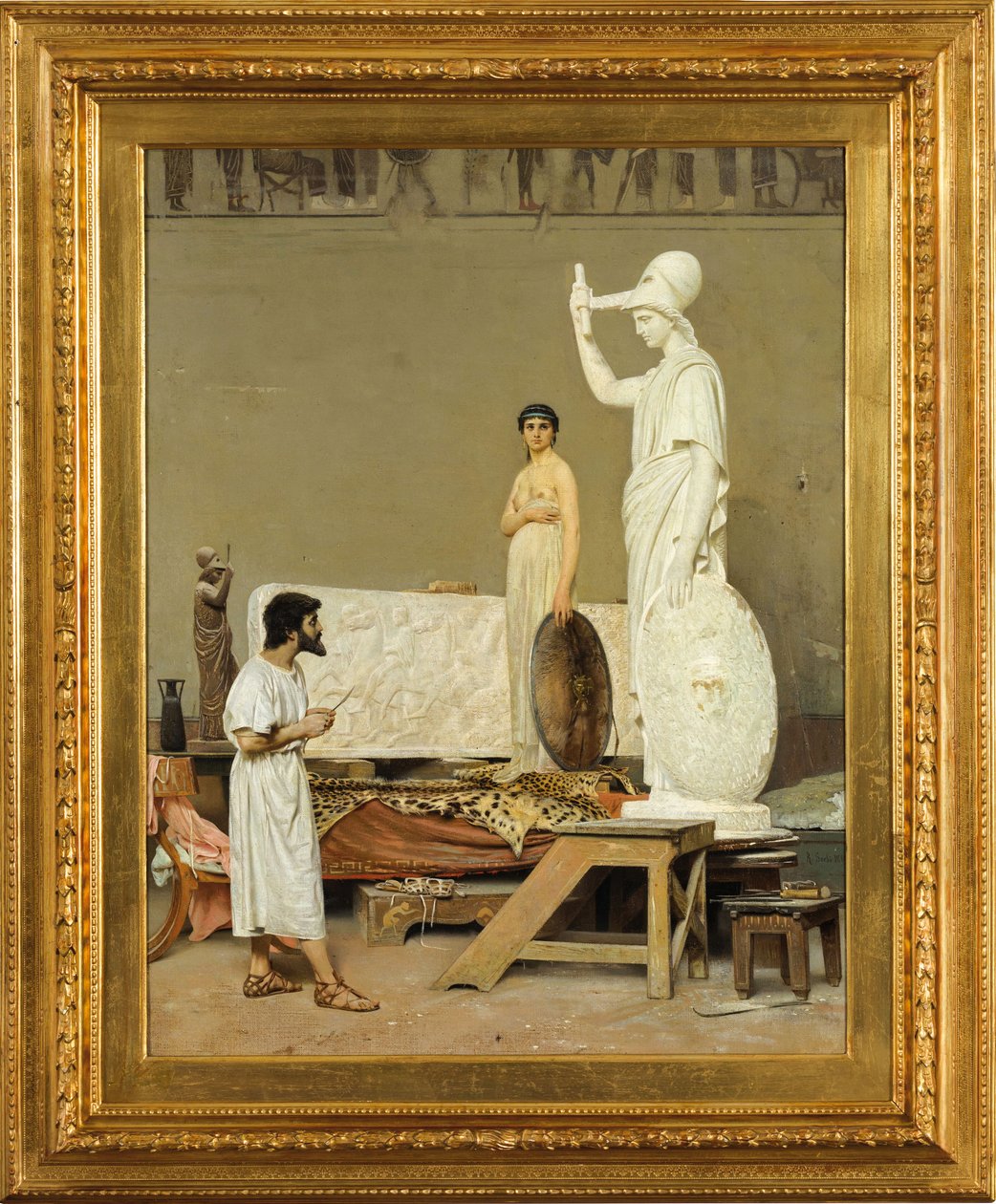 Phidias arbeitet an seiner Statue der Minerva, 1869 von Raffaello Sorbi