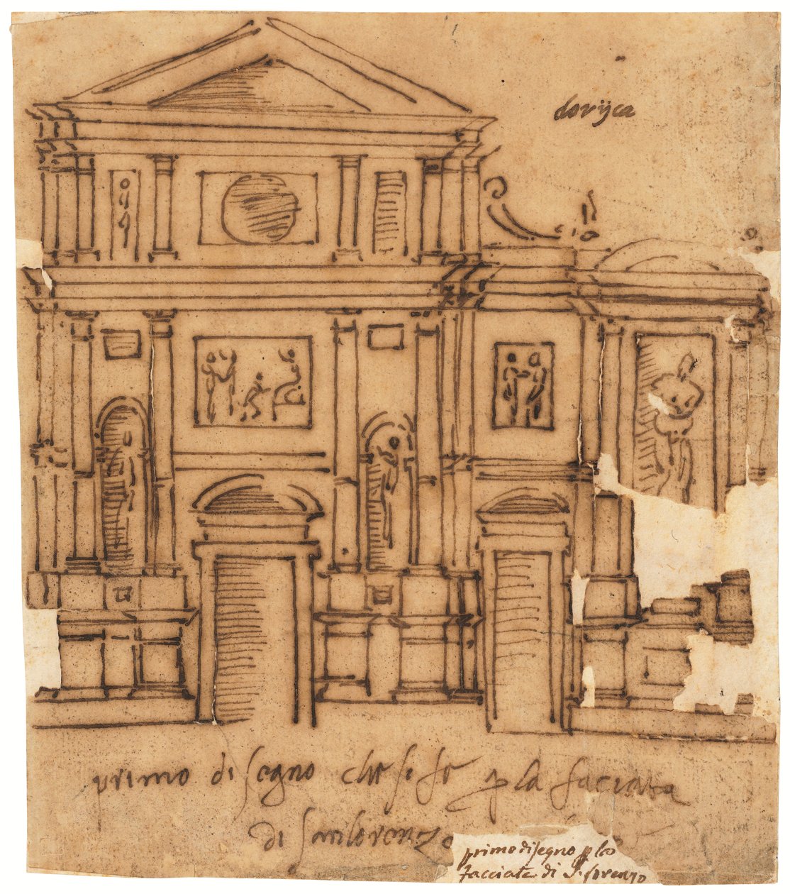 Entwurf für die Fassade von San Lorenzo, Florenz von Raffaello da Montelupo