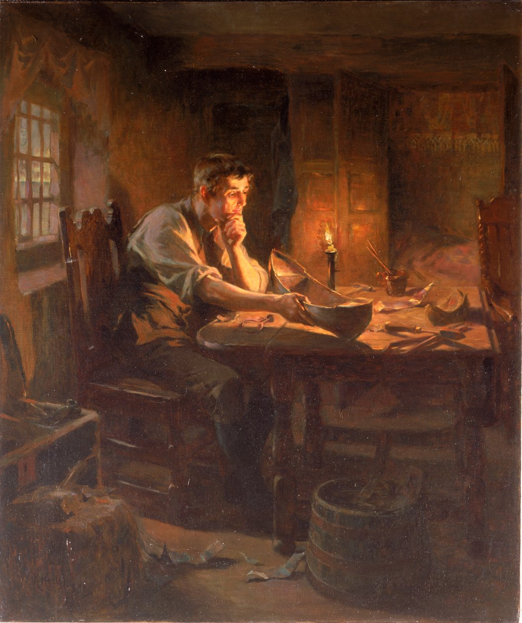 Erfindung des Rettungsbootes, Willie Wouldhave, South Shields, 1789 von Ralph Hedley