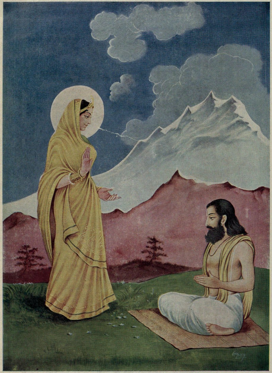 Gayatri-Göttin erscheint vor Kaushika Rishi von Ramanarayanadatta astri
