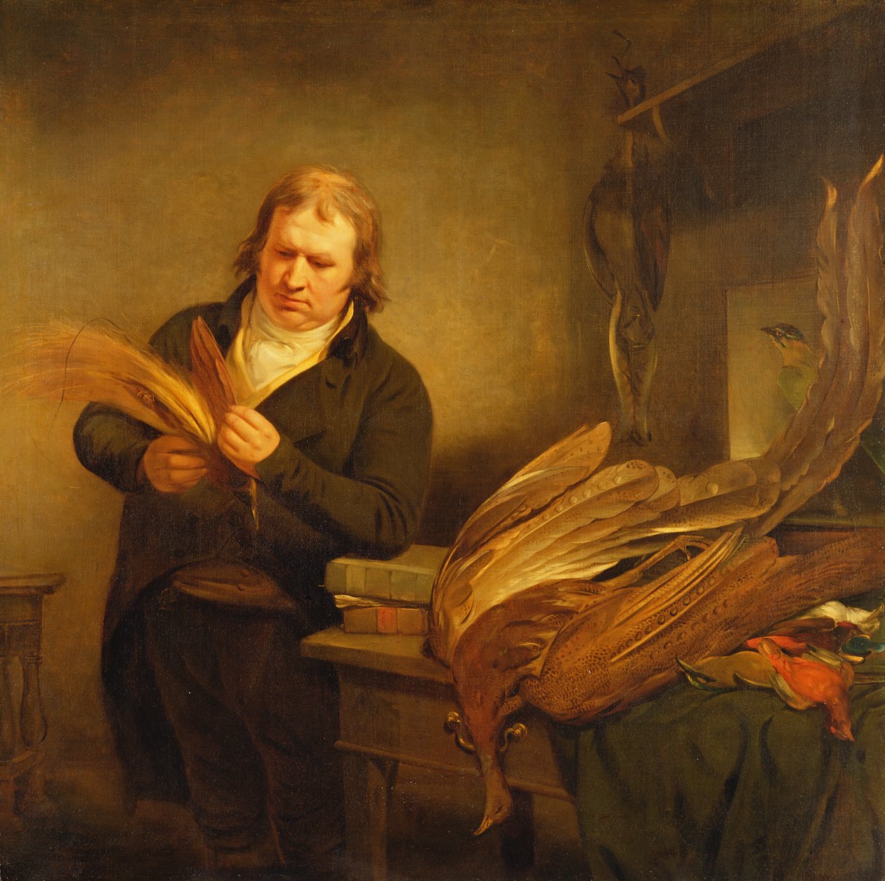 Ein Ornithologe, wahrscheinlich Mr. Thomson, Tier- und Vogelkundler des Leverian und British Museums, 1802 von Ramsay Richard Reinagle