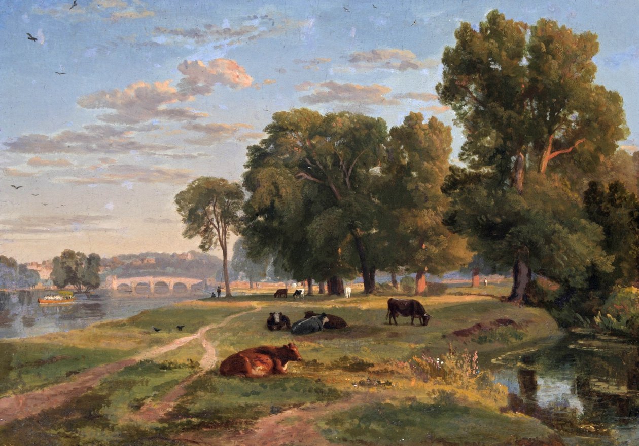 Thames bei Richmond vom Middlesex-Ufer, Blick auf die Brücke von Ramsay Richard Reinagle