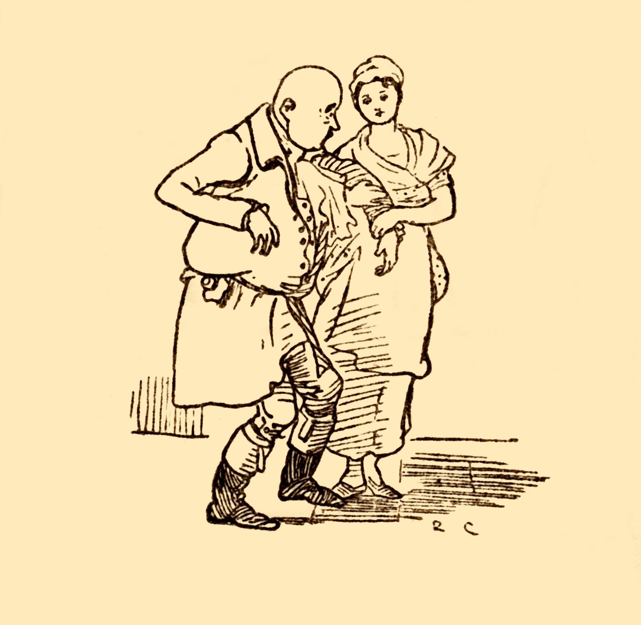 John Gilpin kommt an, hutlos und perückenlos von Randolph Caldecott