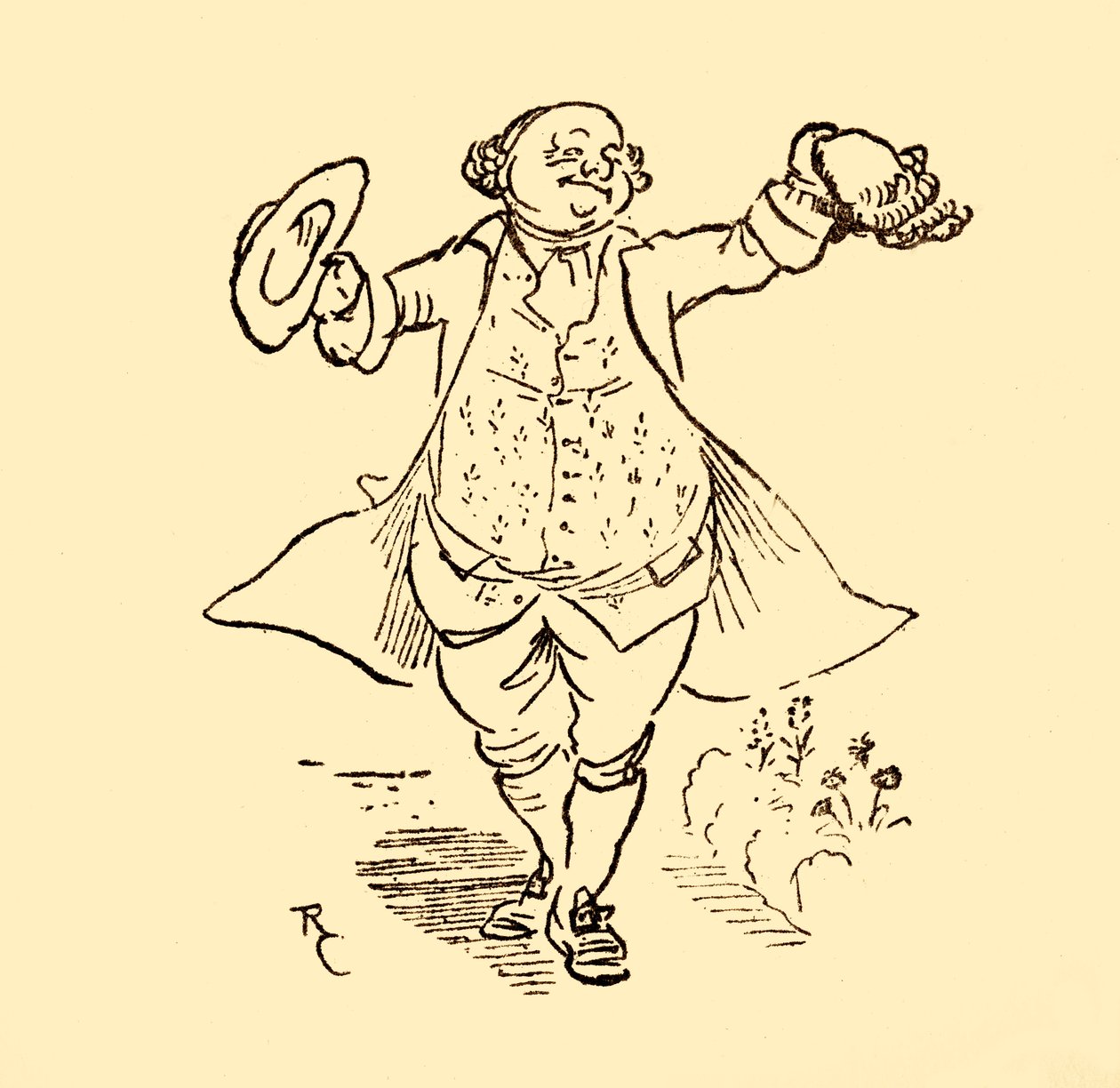 John Gilpins Freund leiht ihm eine Perücke und einen Hut, 1878, um 1918 von Randolph Caldecott