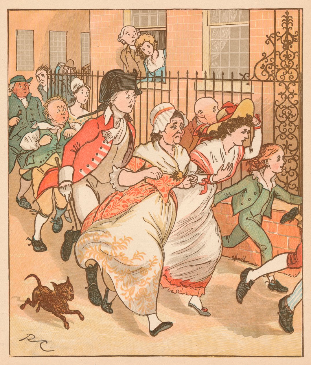 Nachbarn eilen dem guten Mann von Islington zu Hilfe, ca. 1879 von Randolph Caldecott