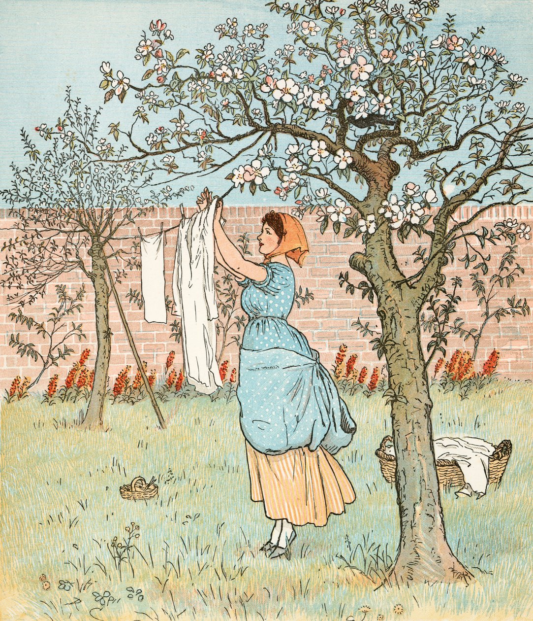 Das Mädchen war im Garten und hängte die Wäsche auf von Randolph Caldecott