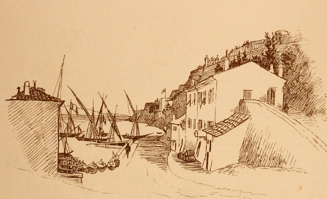 Französisches Fischerdorf im Süden Frankreichs, ca. 1884 von Randolph Caldecott