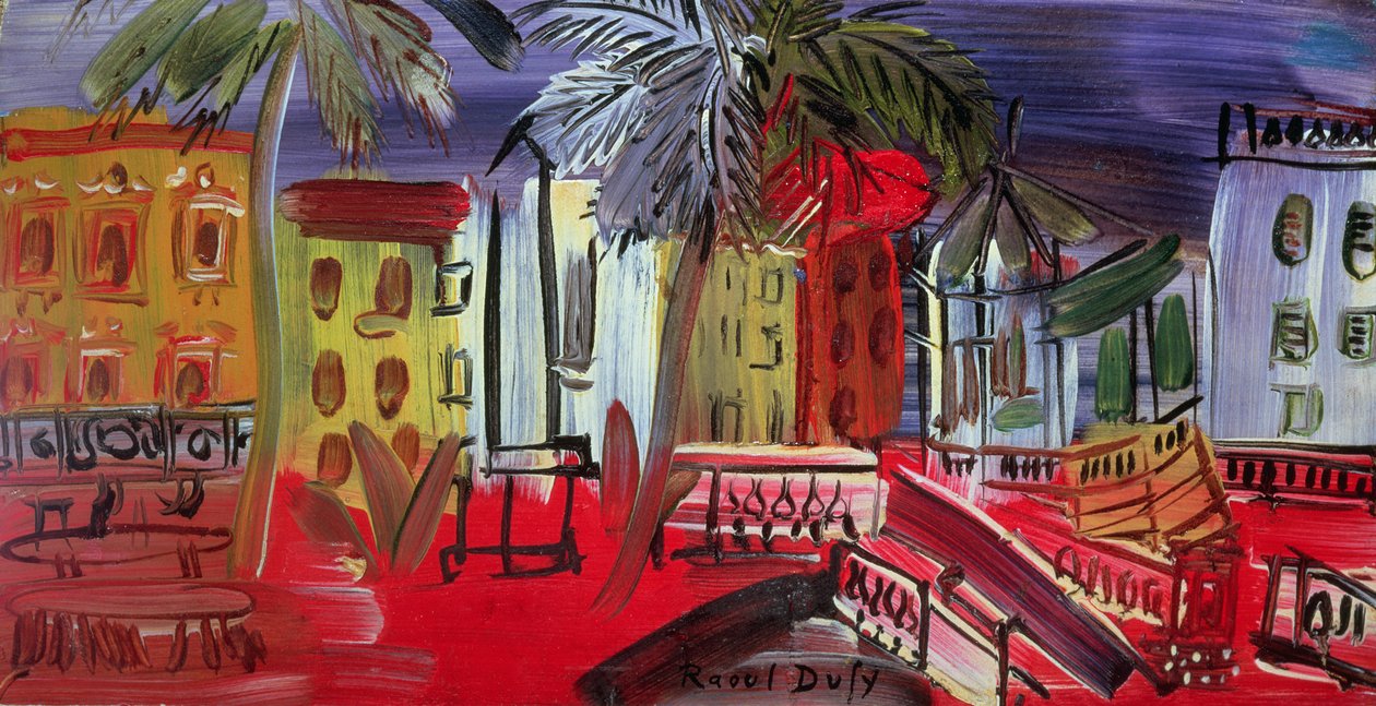 Der Musikpavillon auf dem Platz, Hyères, ca. 1938 von Raoul Dufy