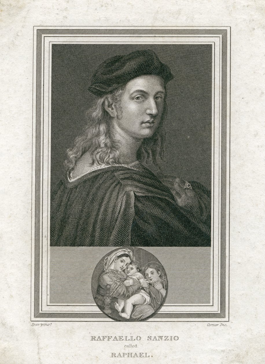 Raffaello Sanzio, genannt Raphael, graviert von Corner von Raffaello Sanzio Raphael