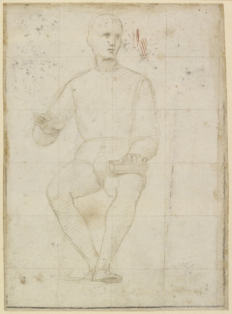 Recto: Studie eines sitzenden Mannes, WA1846.174 von Raffaello Sanzio Raphael