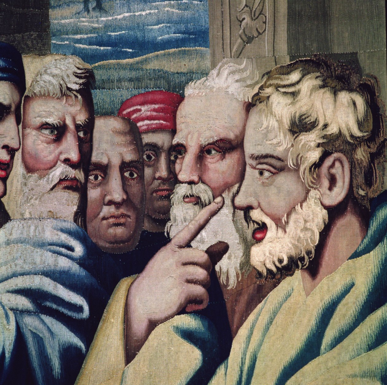 Wandteppich, der die Taten der Apostel darstellt, die Blindheit des Elymas (Detail) von Raffaello Sanzio Raphael
