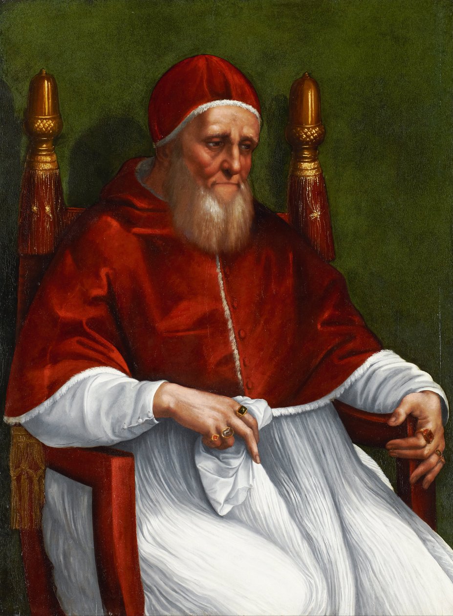 Porträt von Papst Julius II. von Raphael (1483-1520) (& studio)