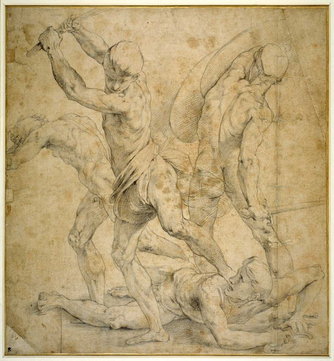 Das Panel unter der Statue von Apollo in 