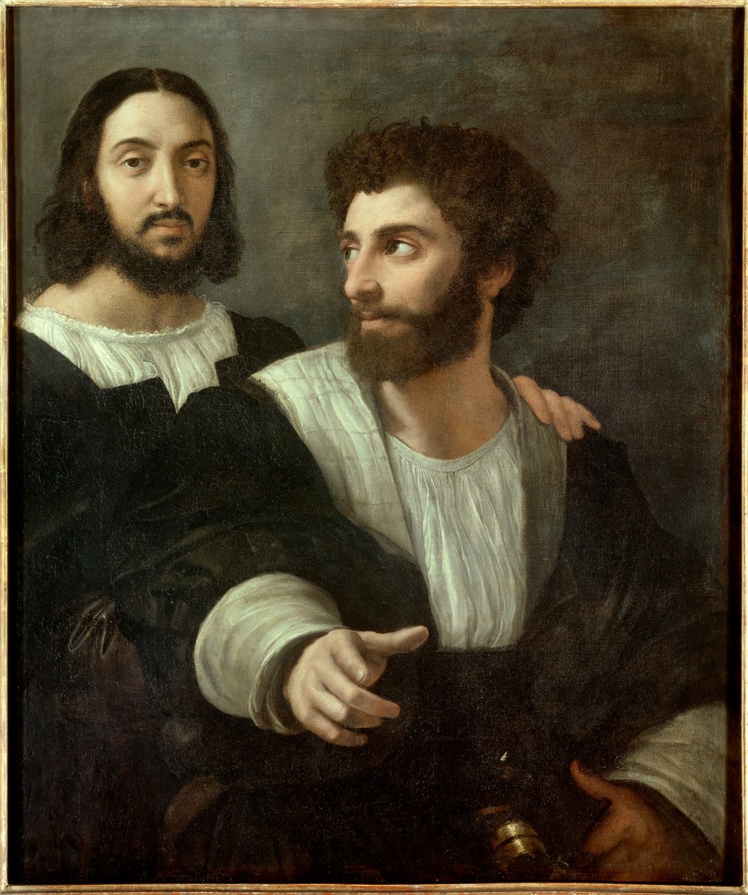 Porträt des Künstlers mit einem Freund. Raffaello Sanzio, genannt Raphael (1483-1520) von Raphael
