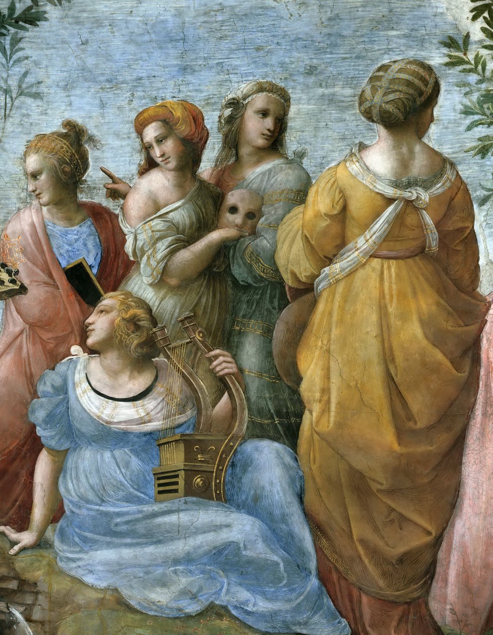 Der Parnass. (Detail). Fresko in der Stanza della Segnatura, ca. 1510-1511 von Raphael