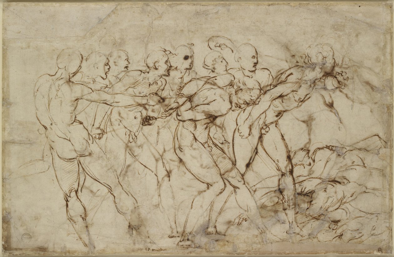 Eine Schlacht nackter Krieger mit Gefangenen, WA1846.179 von Raffaello Sanzio Raphael