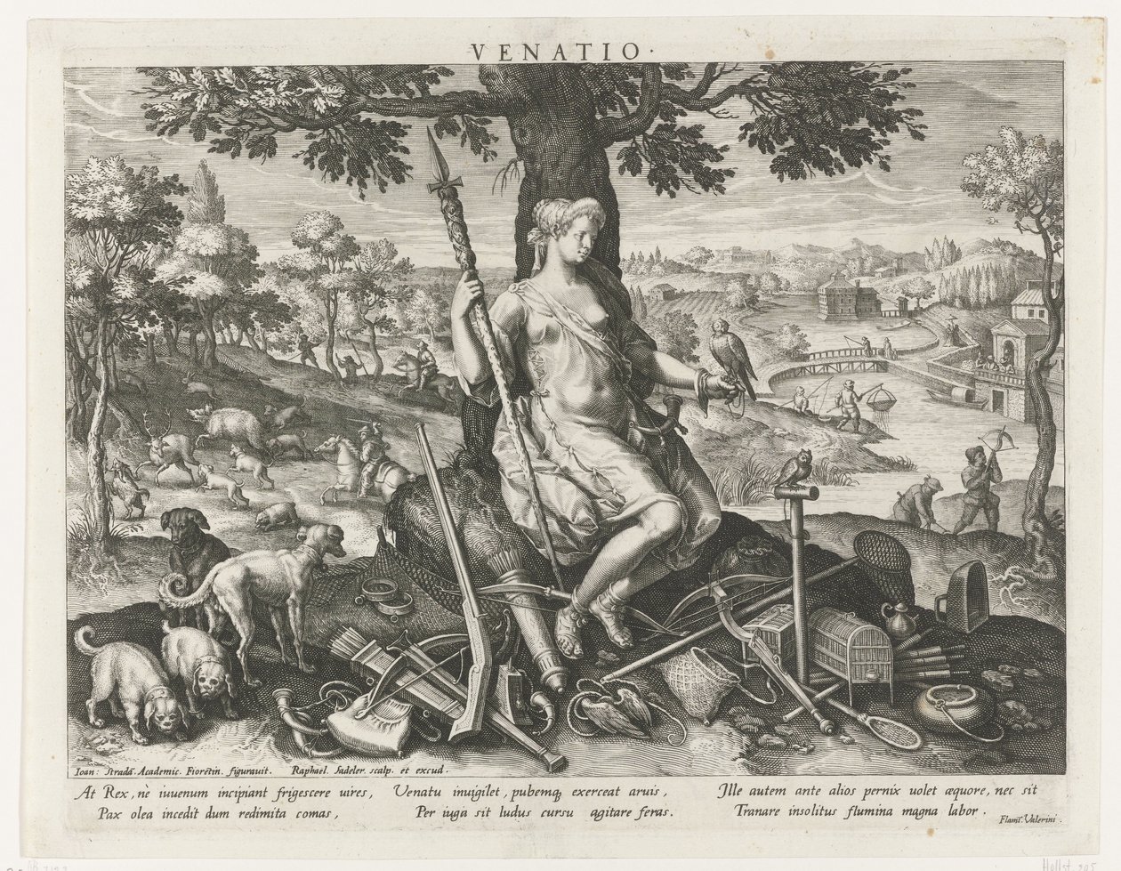 Diana als Schutzpatronin der Jagd (Serie: Wichtige Beschäftigungen eines Prinzen) von Raphaël Sadeler (I)