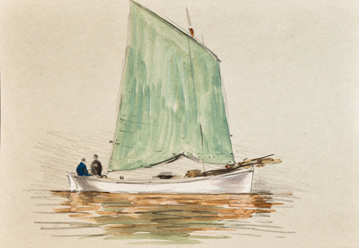 Fischer auf einer Yole, Gironde-Mündung von Raymond Bonnefon