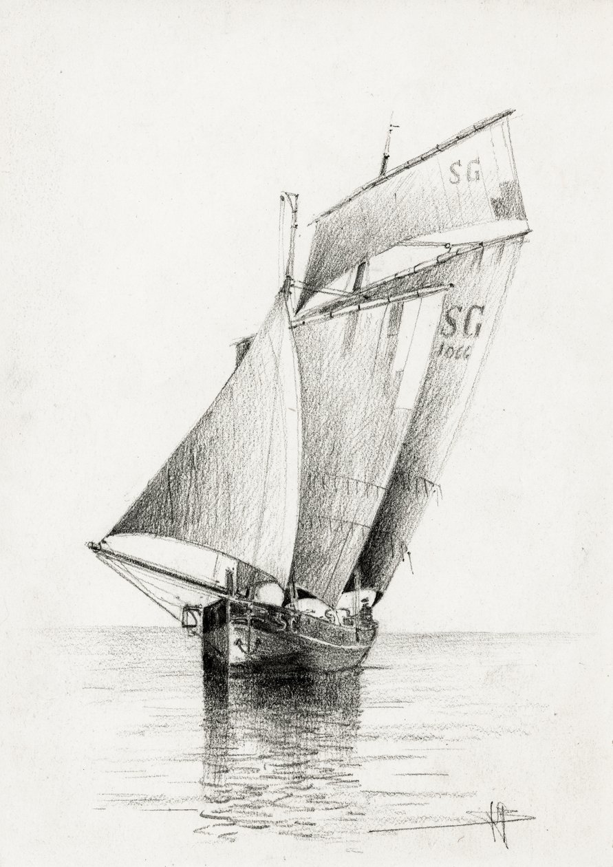 Gabares auf der Gironde-Mündung von Raymond Bonnefon